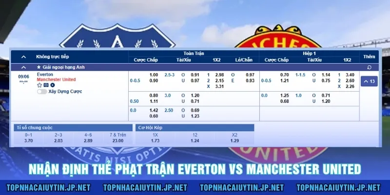 Nhận định thẻ phạt trận Everton vs Manchester United