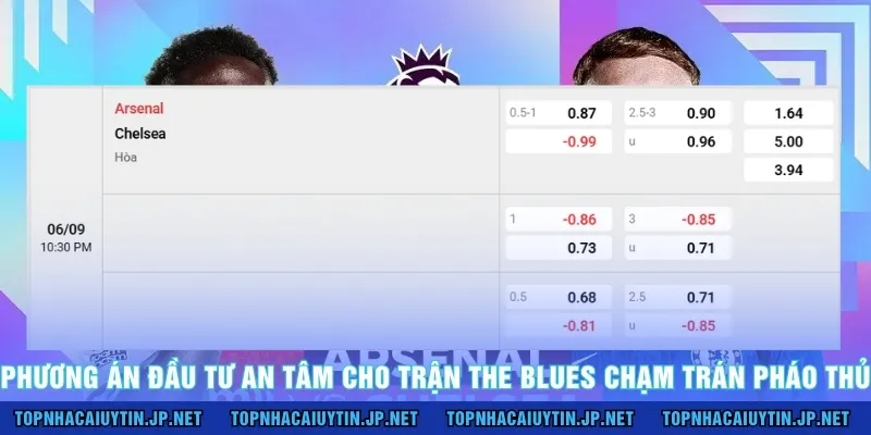 Phương án đầu tư an tâm cho trận The Blues chạm trán Pháo thủ